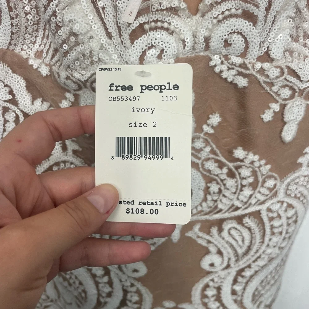 Free People Tan and White Lace Dress - Picture 3 of 4